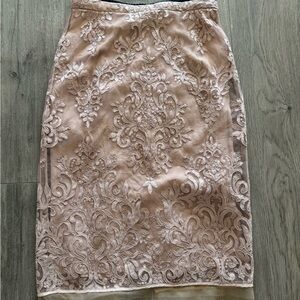 Nude Lace Pencil Skirt